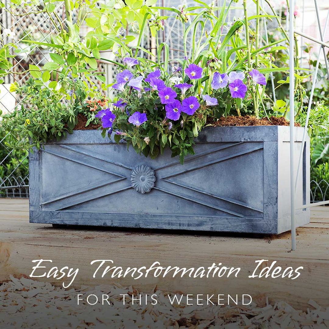 garden zinc planter with flowers