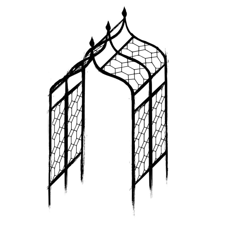 Gothic Pergola With Lattice - Wireframe