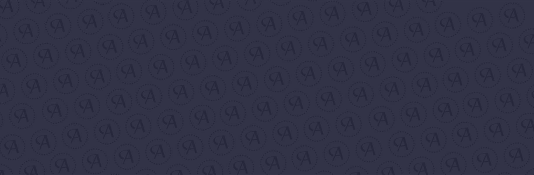 Navy blue background with a subtle pattern of letter 'A' shapes.