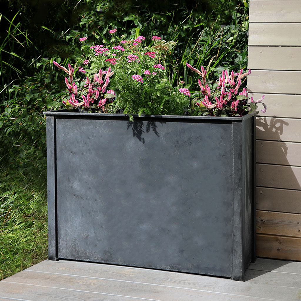 Vintage Zinc Tall Trough Planter