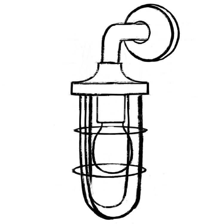 Polperro Outdoor Wall Lantern | Brass - Wireframe