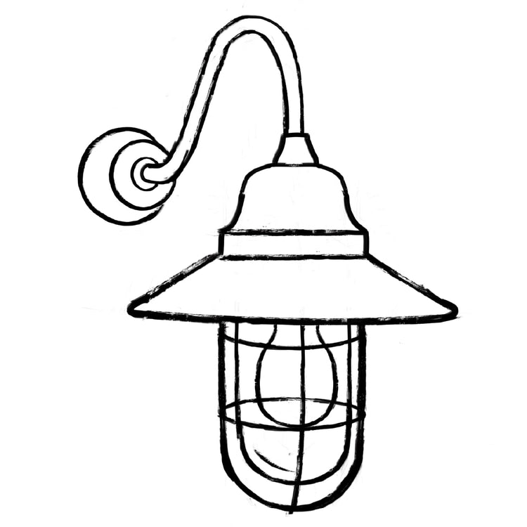 Portloe Swan Neck Lantern | Bronze - Wireframe