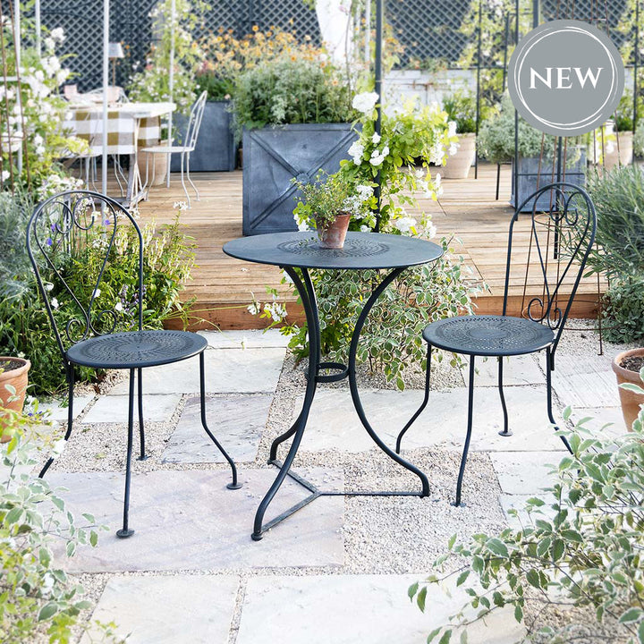 Black iron bistro chairs sale