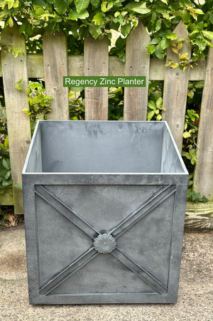 regency zinc planter empty ready to fill