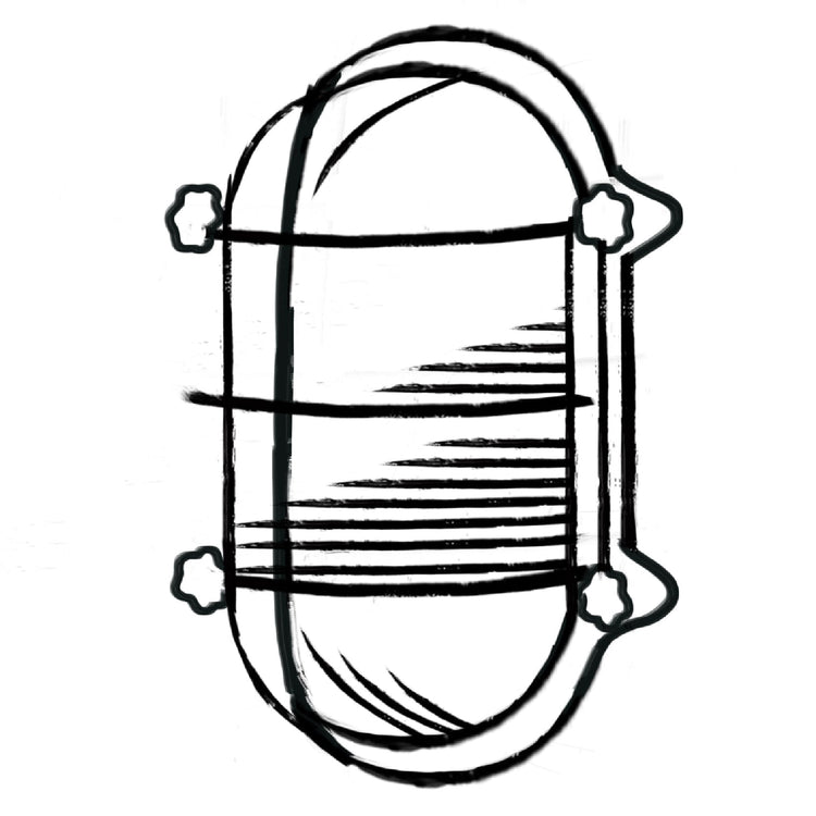 Salcombe Bulk Head Oval Lantern | Brass - Wireframe