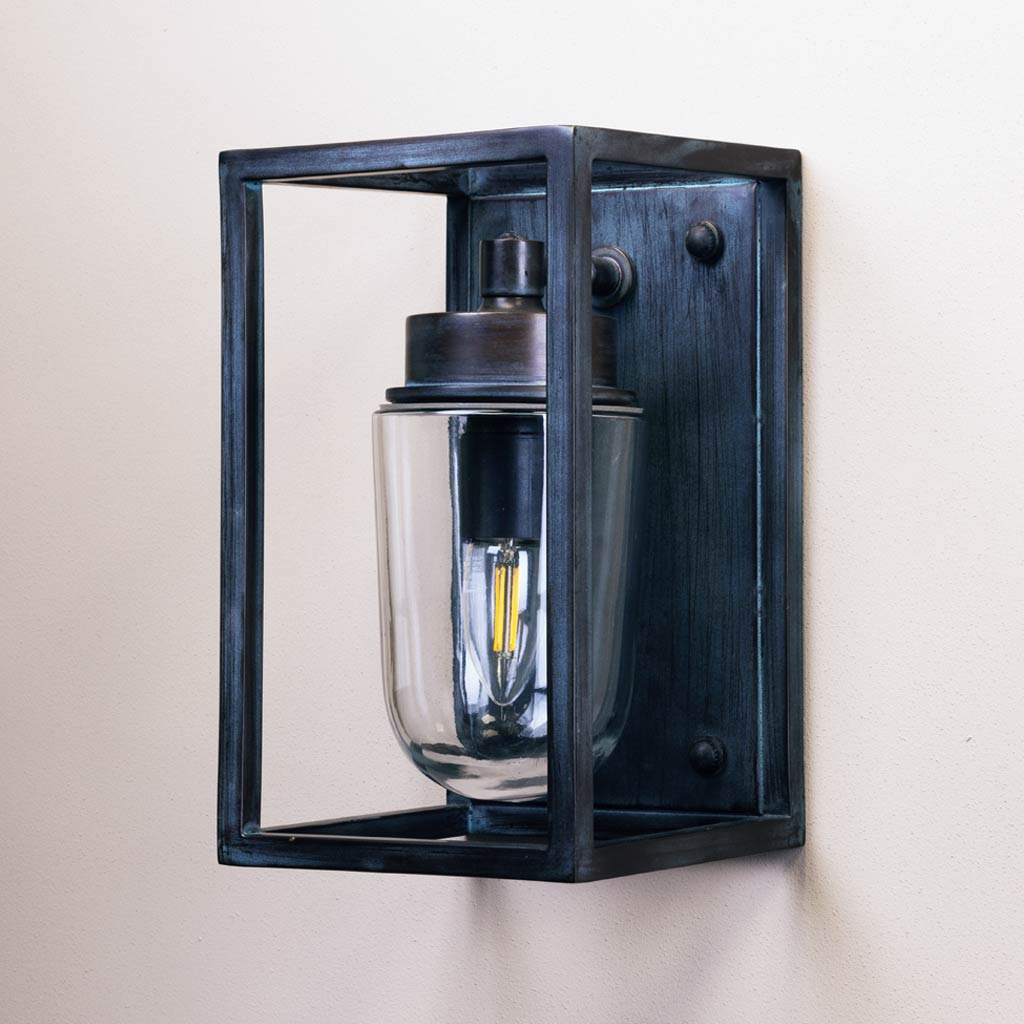 Sherborne Outdoor Open Box Lantern in Vintage Copper FInish - Angle