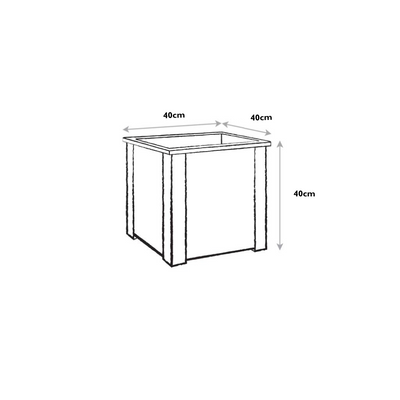 Rectangular planter with dimensions indicated on a white background
