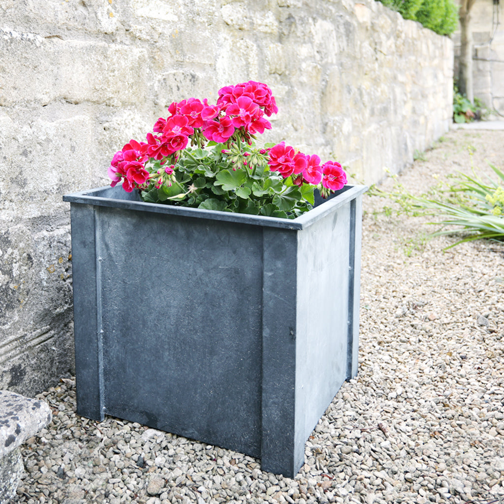 Vintage Zinc Square Planter Lifestyle