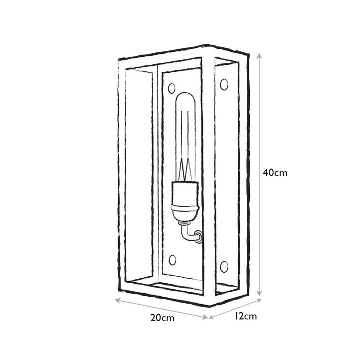 Wilton Outdoor Large Box Lantern - Measurements