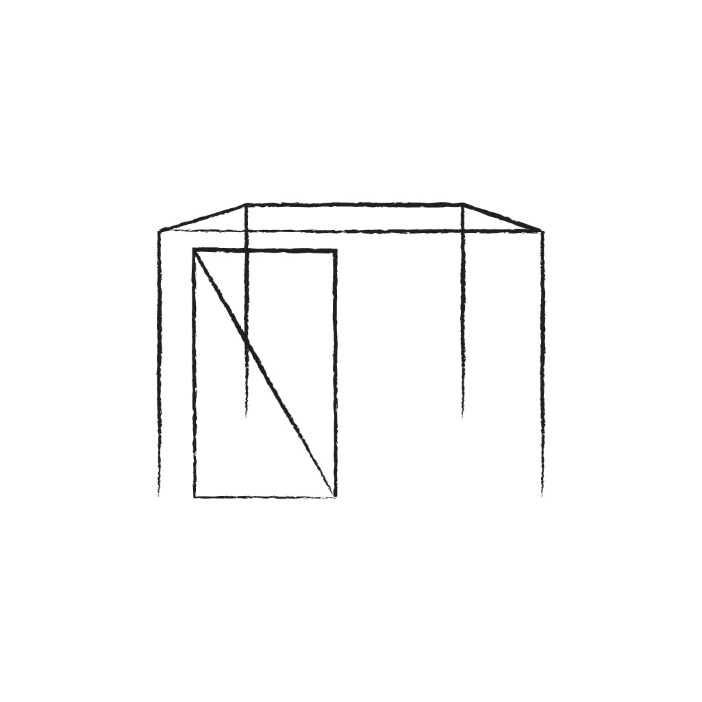 Line drawing of the agriframes aluminium walk in fruit cage 