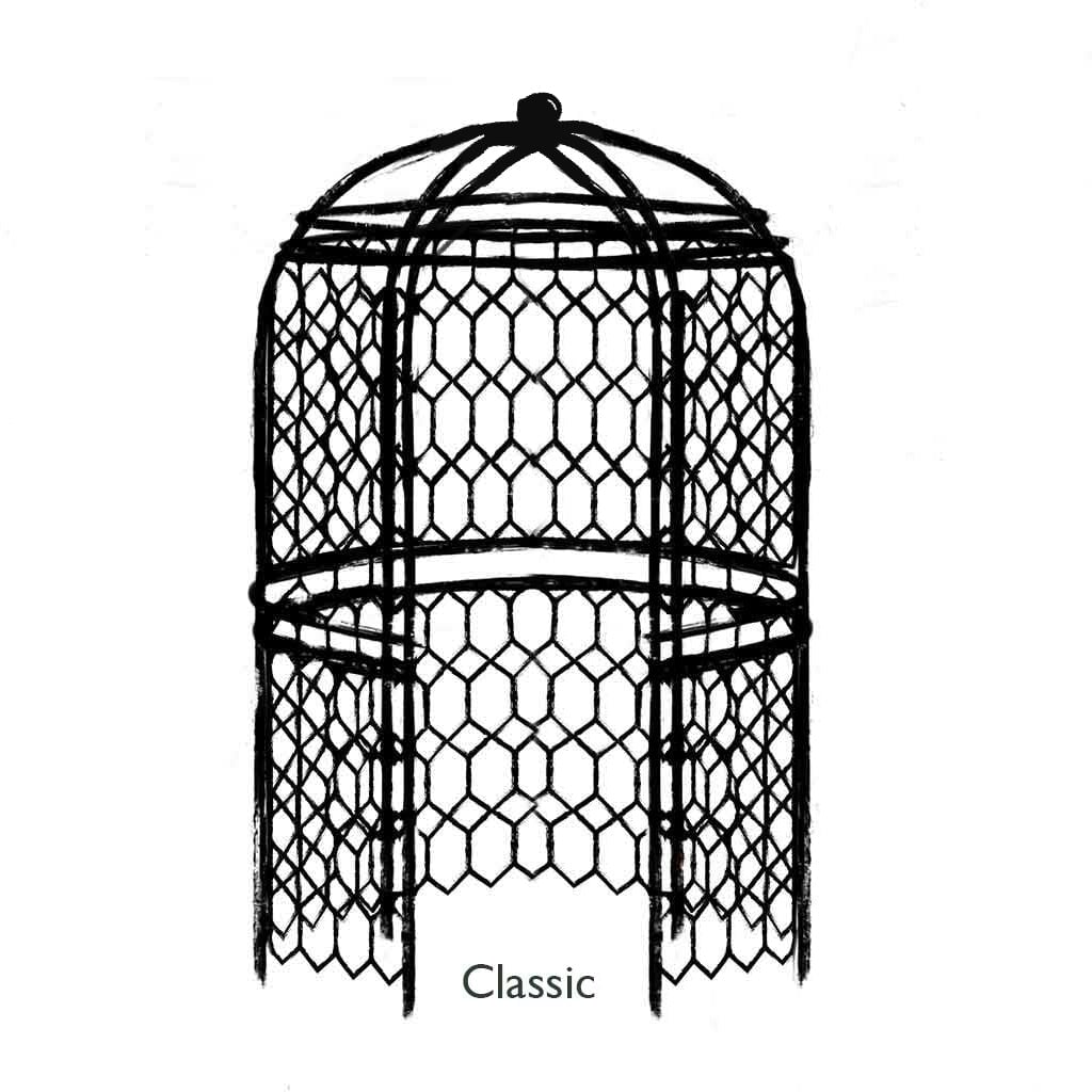 Line drawing of the Agriframes Round Arbour with the word "classic" underneath