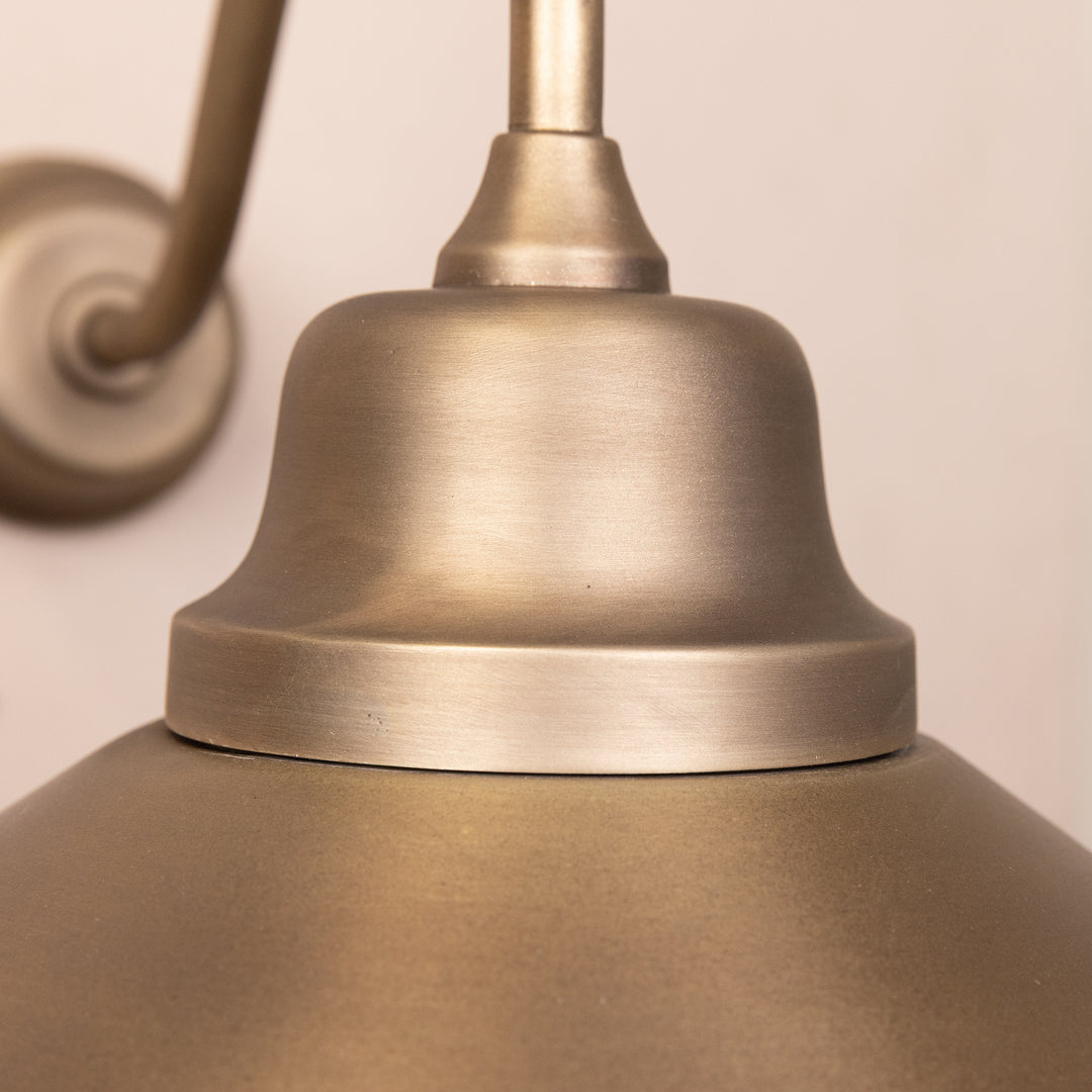 Closeup image of the Agriframes Sidmouth Outdoor Wall Lamp in a Brass finish.