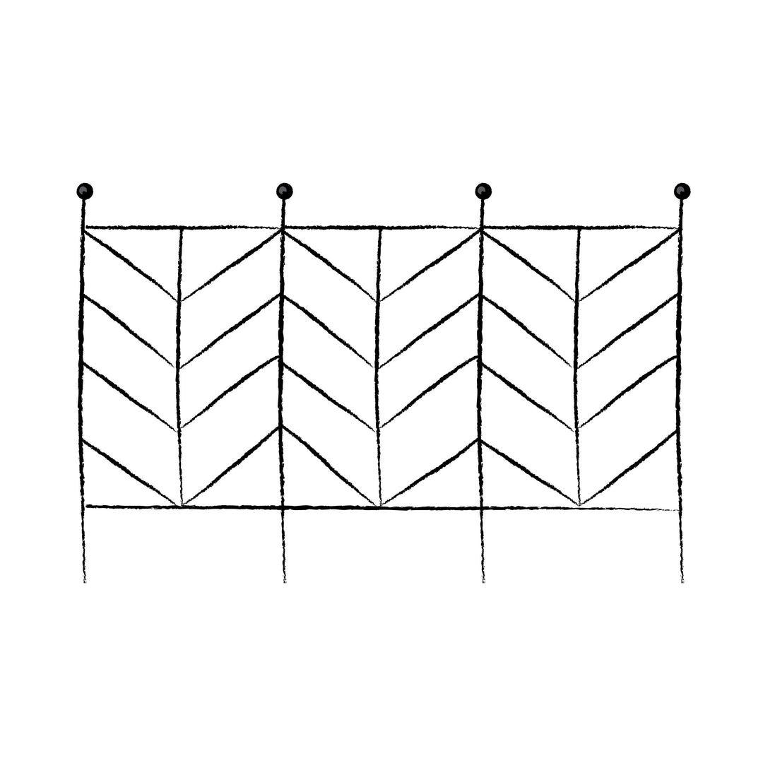 Deco fence panel with chevron design on a white background