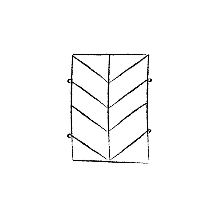 Line drawing of Agriframes deco metal wall trellis. 