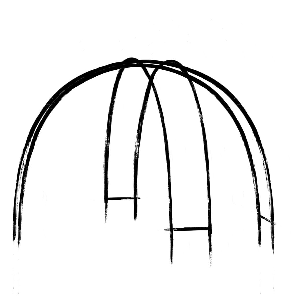 Black and white illustration of the Agriframes Dome Gazebo