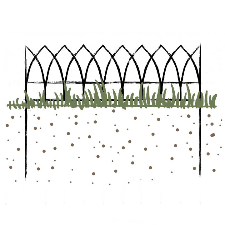 Line drawing of the agriframes elegance lawn and border edging with grass across it