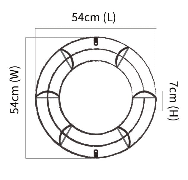 Line drawing of the florist wreath trelis with dimensions outlined around it 