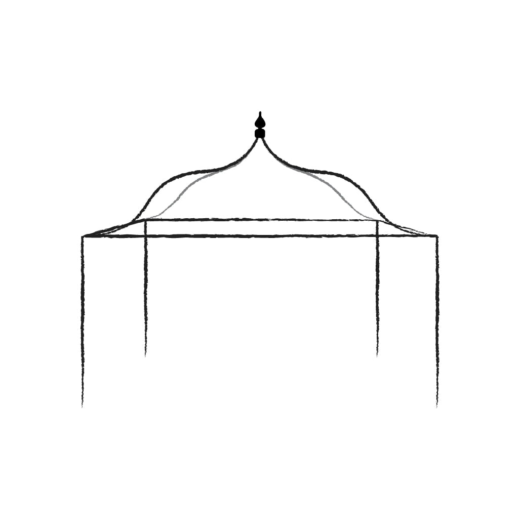 Line drawing of the agriframes gothic roof fruit cage