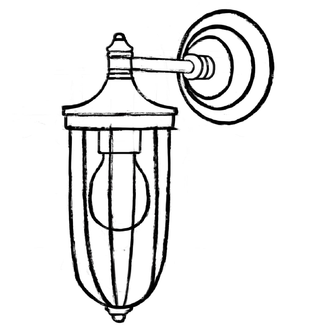 Line drawing of the Agriframes Outdoor Wall Lamp.