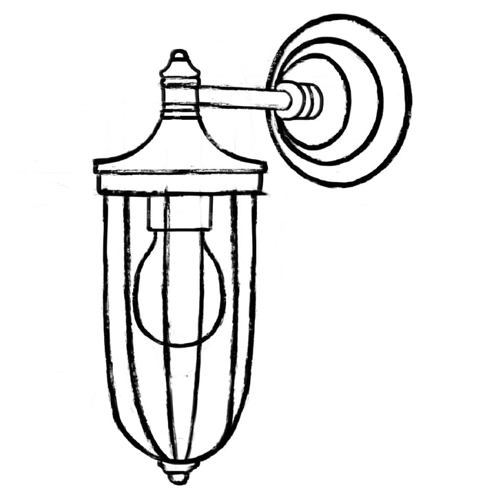 Line drawing of the Agriframes Outdoor Wall Lamp.