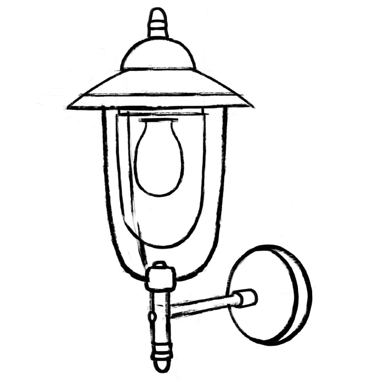 Kensington Outdoor Wall Lamp Lantern | Brass - Wireframe