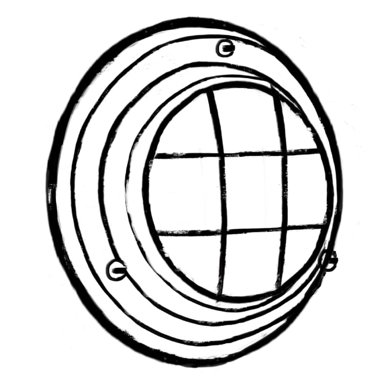 Looe Bulk Head Round Lantern | Bronze - Wireframe