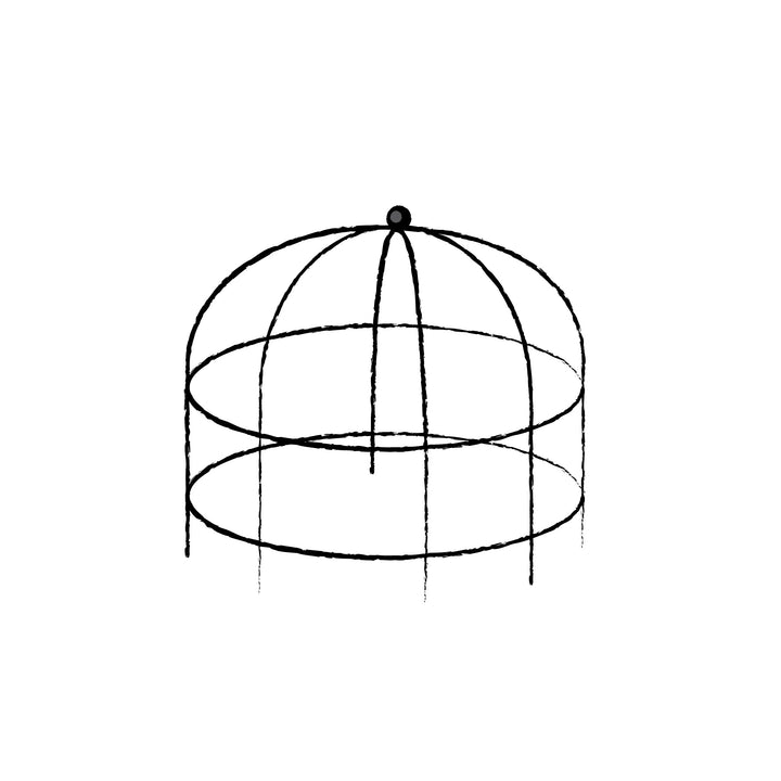 Black wire mini cloche on a white background