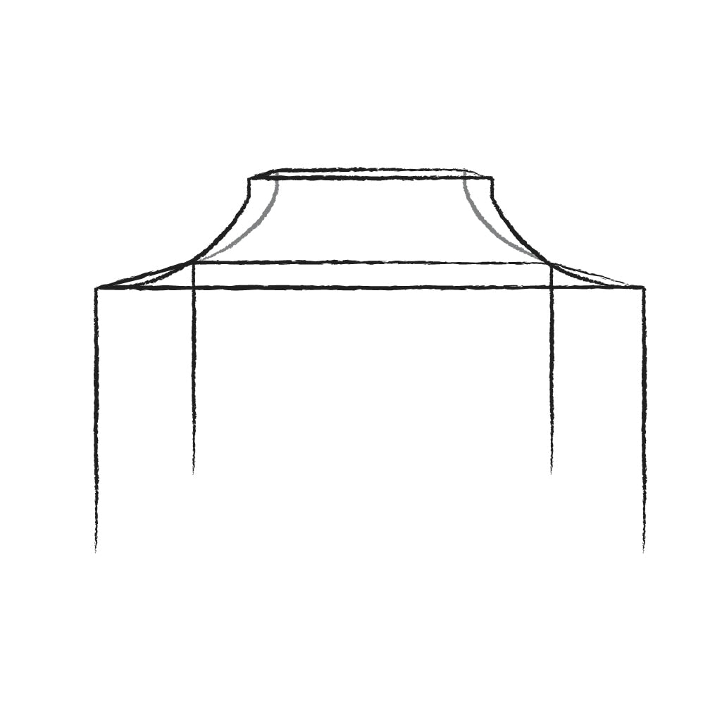 Line drawing of the monet roof fruit cage
