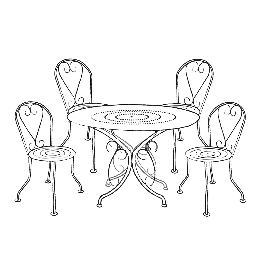 Black and white line drawing of Agriframes Provence 4-Seat Table Set. 