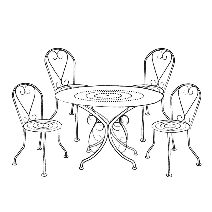 Black and white line drawing of Agriframes Provence 4-Seat Table Set. 