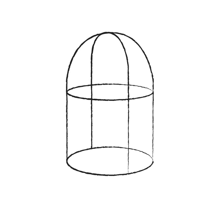 Line drawing of the steel round fruit cage