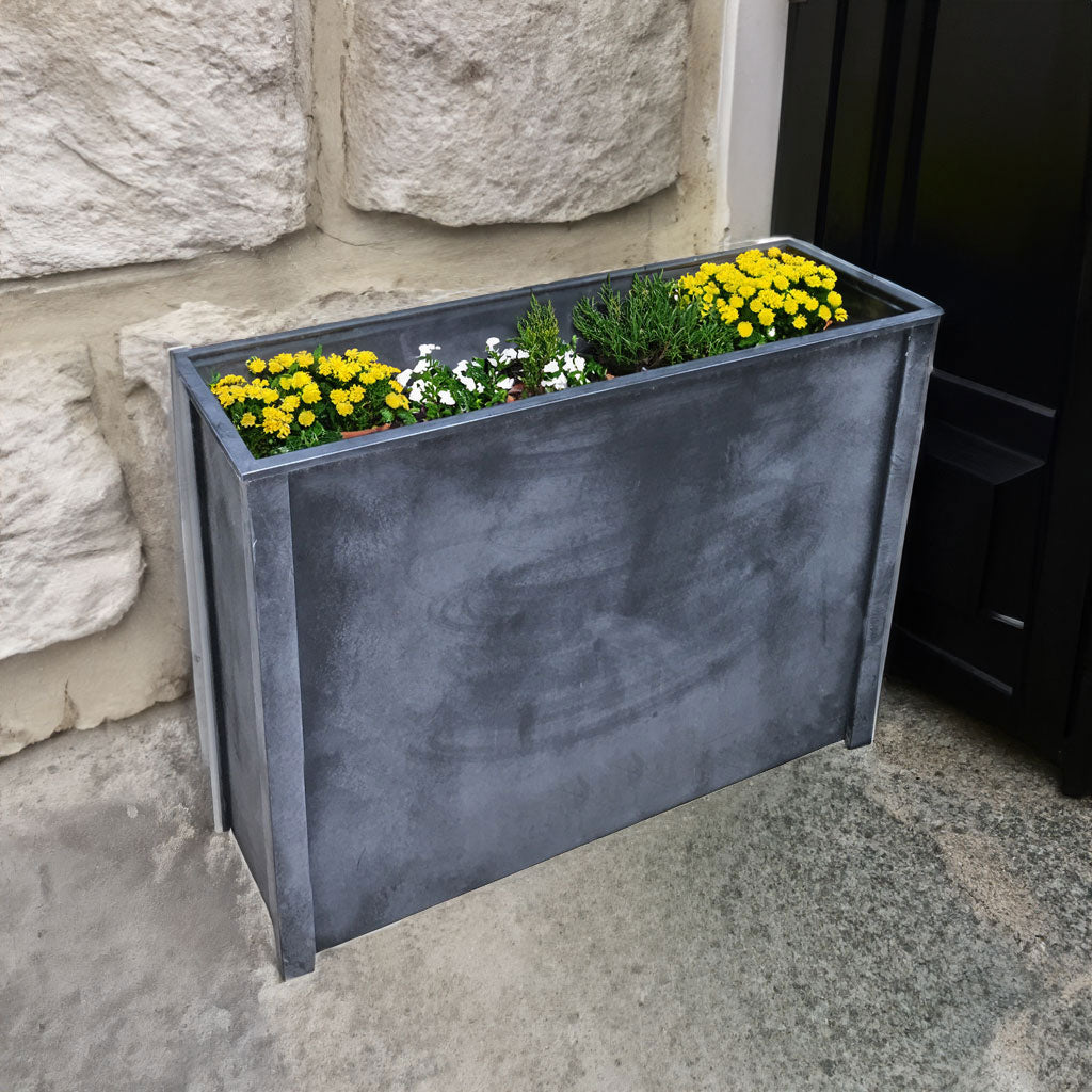 Vintage Zinc Tall Trough Planter