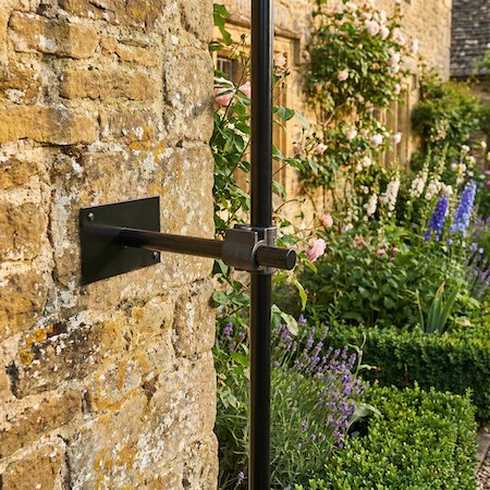 Agriframes wall fixing plates installed on a stone wall 