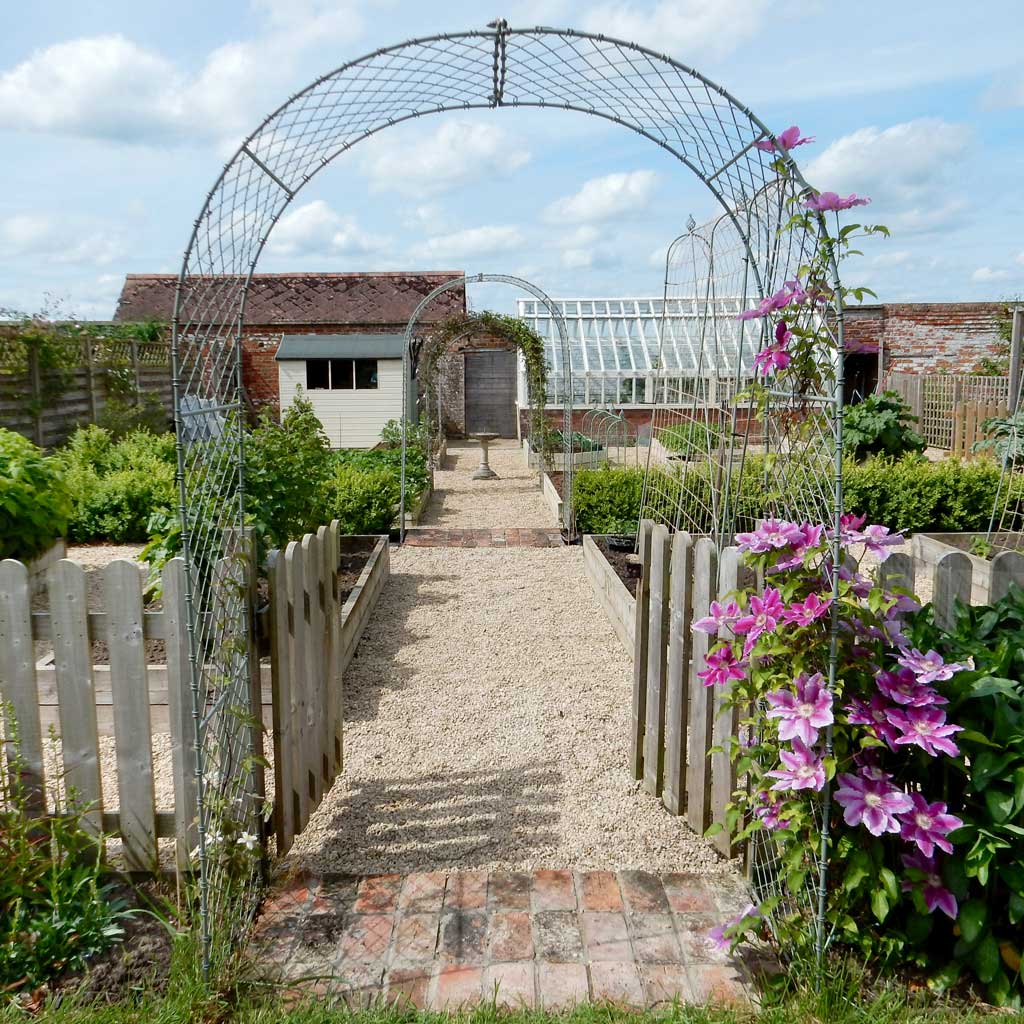 Elegance Round Arch-in veg garden entrance agriframes