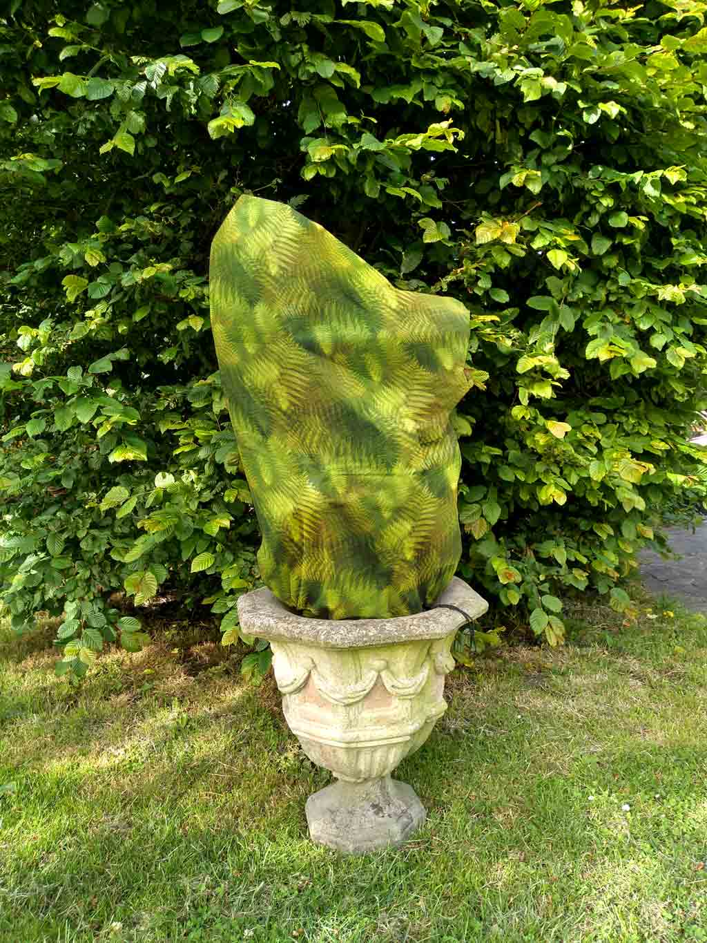 Green Ferne / Camouflage Easy Fleece Jacket in use on potted plant 