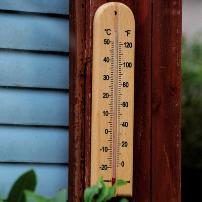 wood thermometer on a wall 