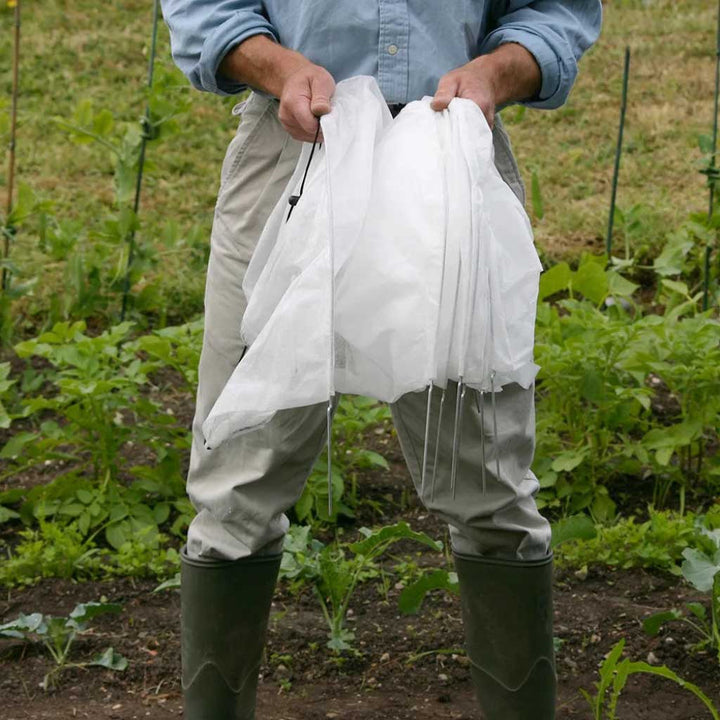 agriframes easy fleece tunnel held and folded to show pack down size