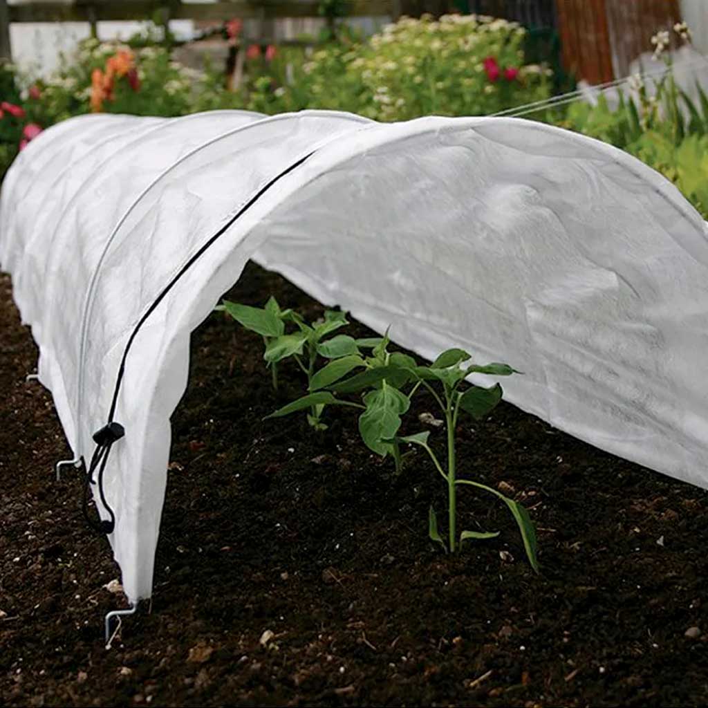 Agriframes easy fleece tunnel standard size in a garden