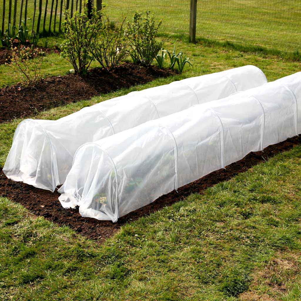 easy poly tunnel in use in a garden closed 