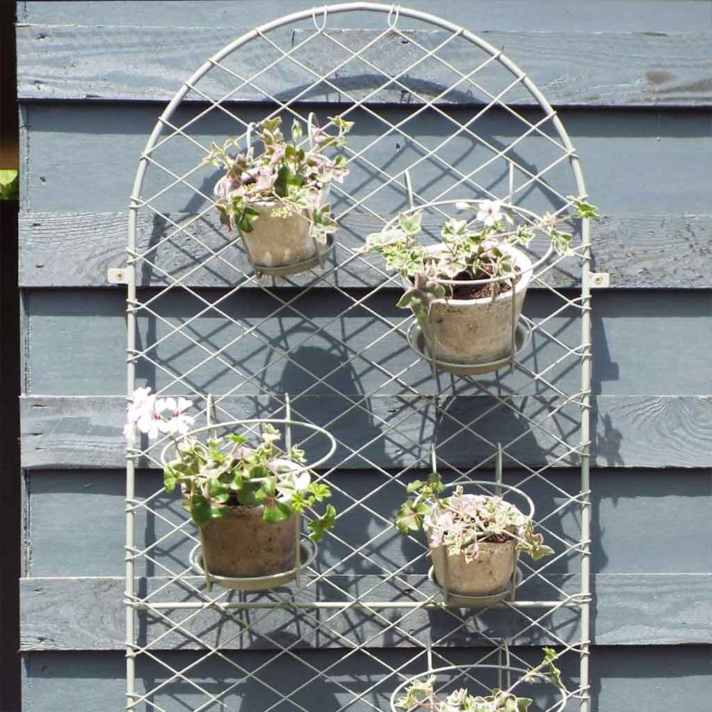 elegance trellis round with four plant pots 