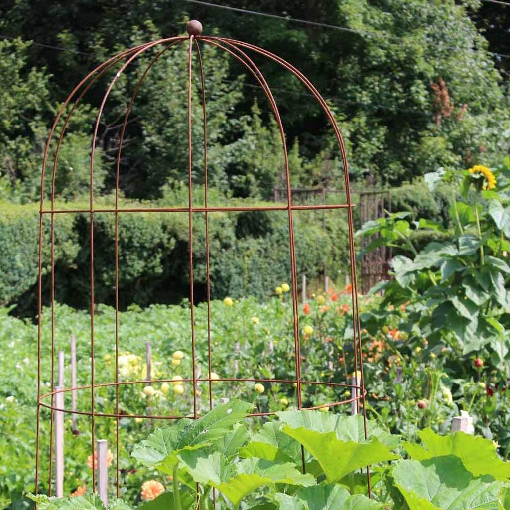 Elega ce runner bean tower in colour option rustic in use in a garden 