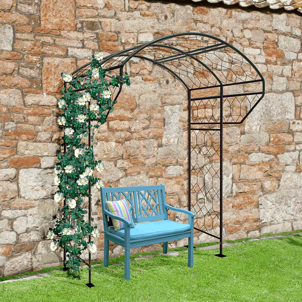 Giverny Arbour Matt Black-small bench-agriframes