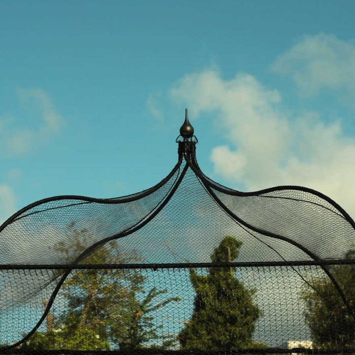 Close up shot of the roof of the Gothic Roof Fruit Cage