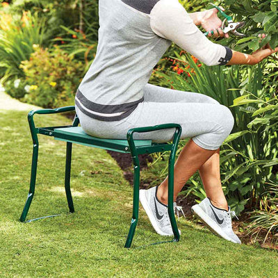 Kneeler stool in use as a stool 