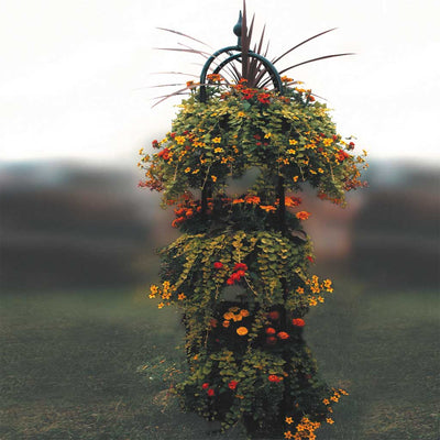 obelisk planter with flowers