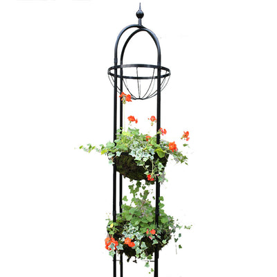 obelisk planter with flowers