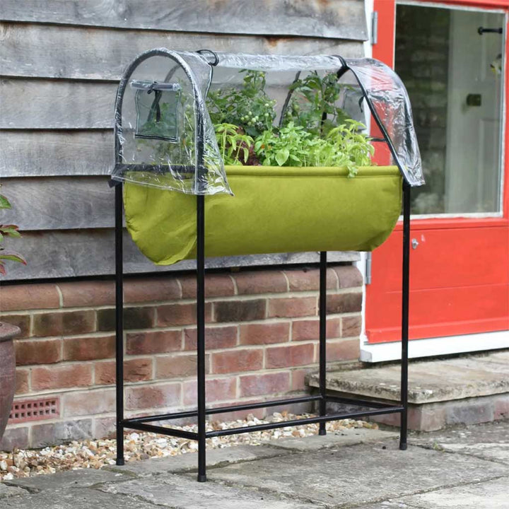 Vigoroot easy table garden by a red door 